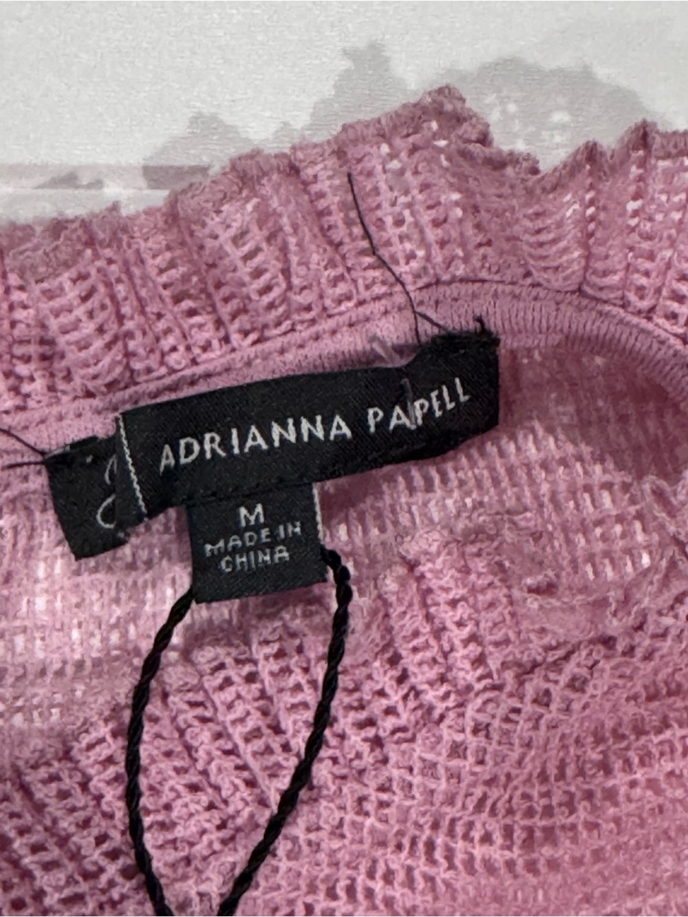 Adrianna Papell Dusty Pink Knit Top with Ruffle Neck Women’s Medium - Picture 2 of 6